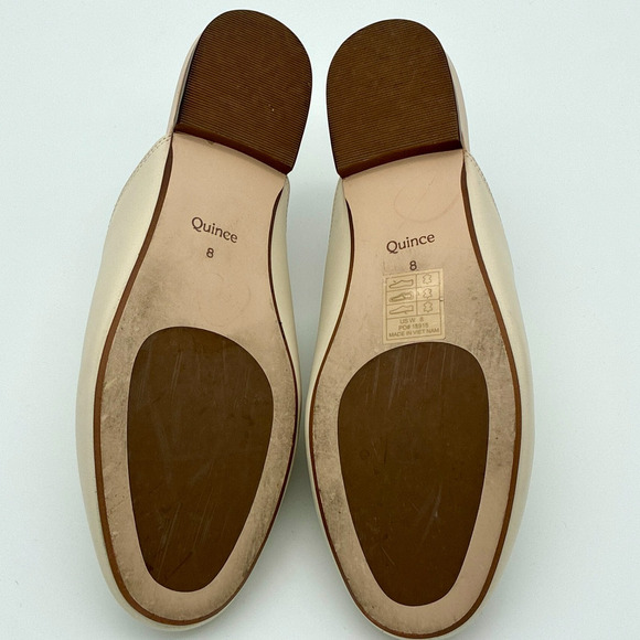 Quince Italian Leather Horsebit Loafer Mule Shoes Women 8 Cream Old Money Luxury - Picture 8 of 9